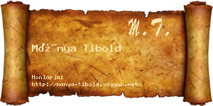 Mánya Tibold névjegykártya